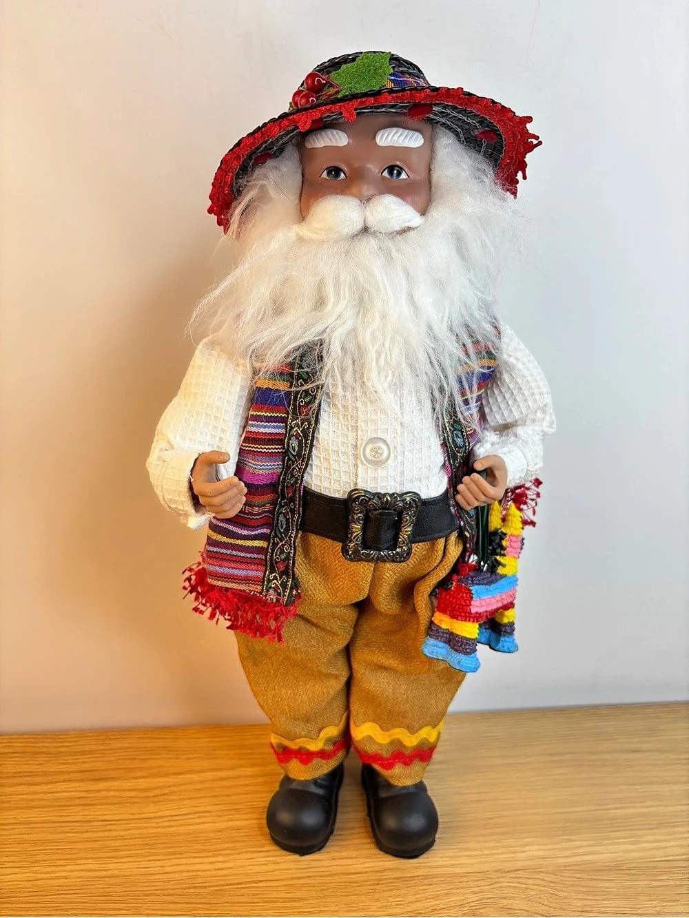 Merry Brite Mexican Fiesta Santa Claus doll, standing approximately 18 to 19 inc